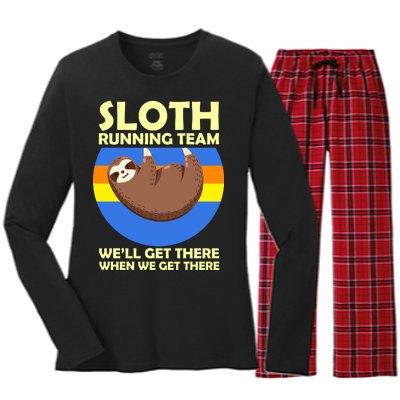 Sloth Running Team Women's Long Sleeve Flannel Pajama Set 