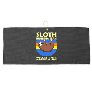 Sloth Running Team Large Microfiber Waffle Golf Towel