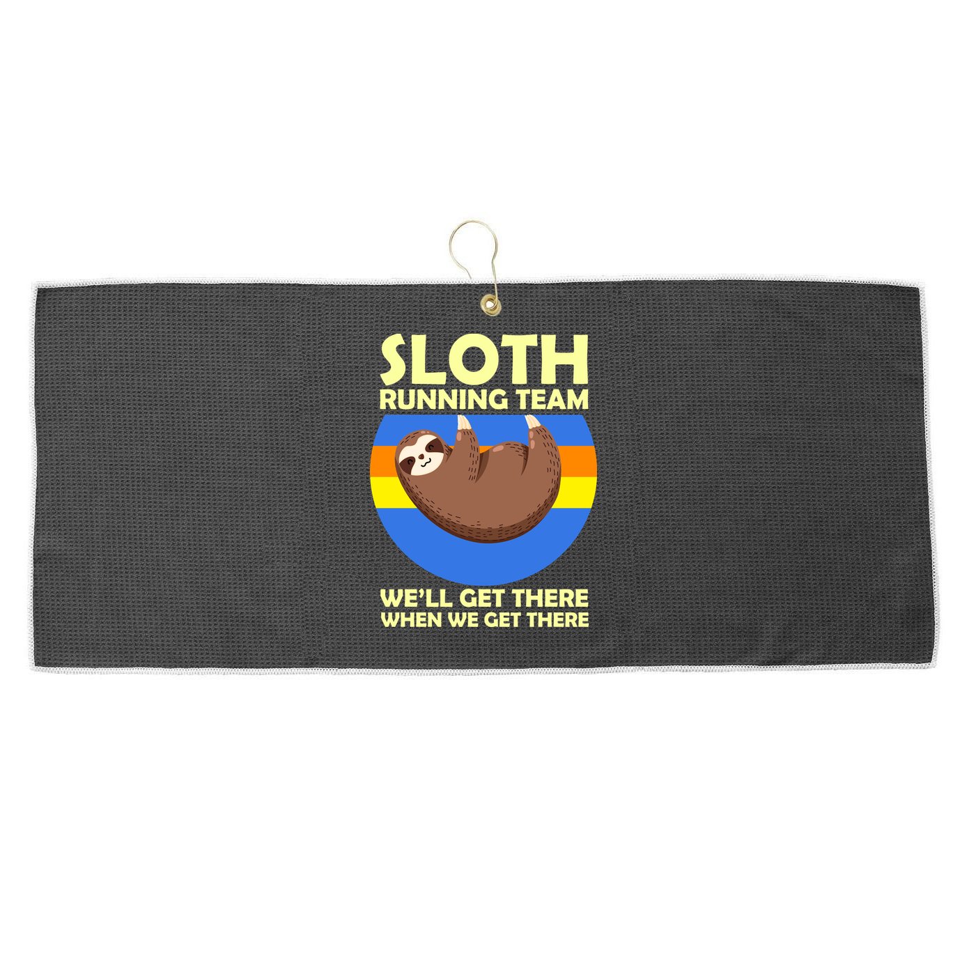 Sloth Running Team Large Microfiber Waffle Golf Towel