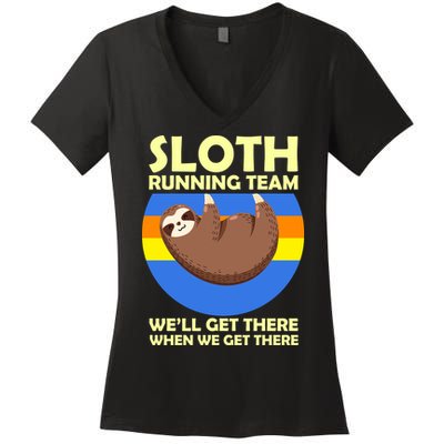Sloth Running Team Women's V-Neck T-Shirt
