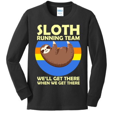 Sloth Running Team Kids Long Sleeve Shirt