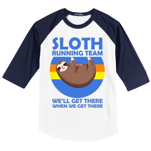 Sloth Running Team Baseball Sleeve Shirt