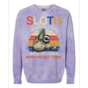 Sloth Running Team Funny Design Colorblast Crewneck Sweatshirt