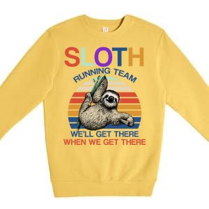 Sloth Running Team Funny Design Premium Crewneck Sweatshirt