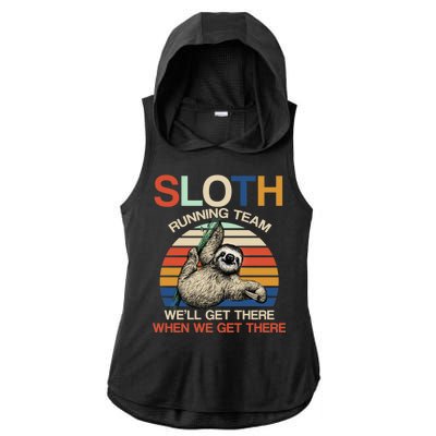 Sloth Running Team Funny Design Ladies PosiCharge Tri-Blend Wicking Draft Hoodie Tank