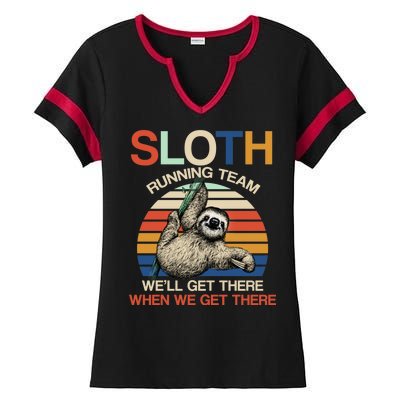 Sloth Running Team Funny Design Ladies Halftime Notch Neck Tee