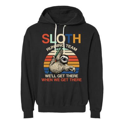 Sloth Running Team Funny Design Garment-Dyed Fleece Hoodie