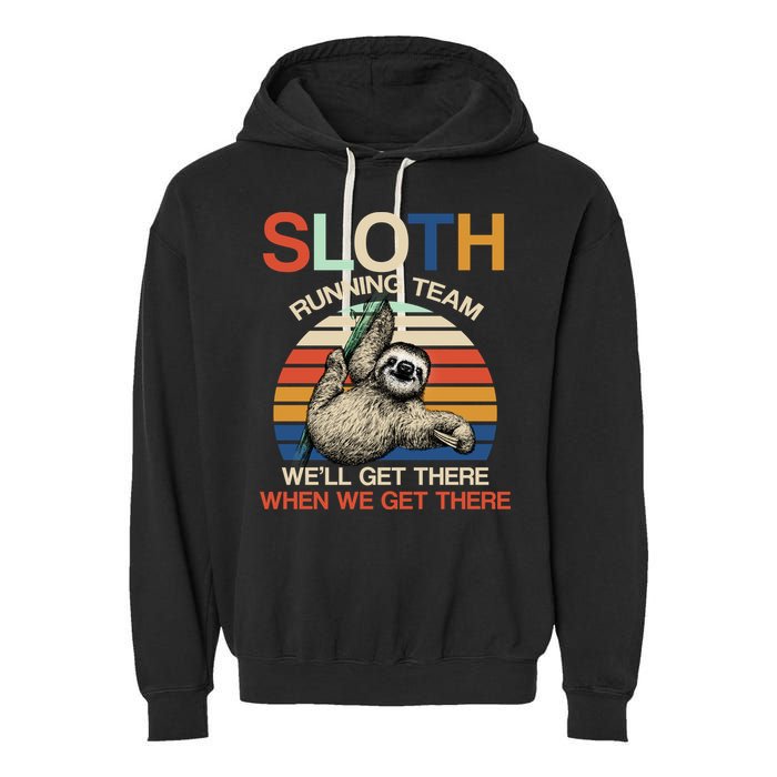 Sloth Running Team Funny Design Garment-Dyed Fleece Hoodie