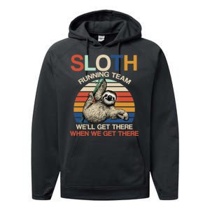 Sloth Running Team Funny Design Performance Fleece Hoodie