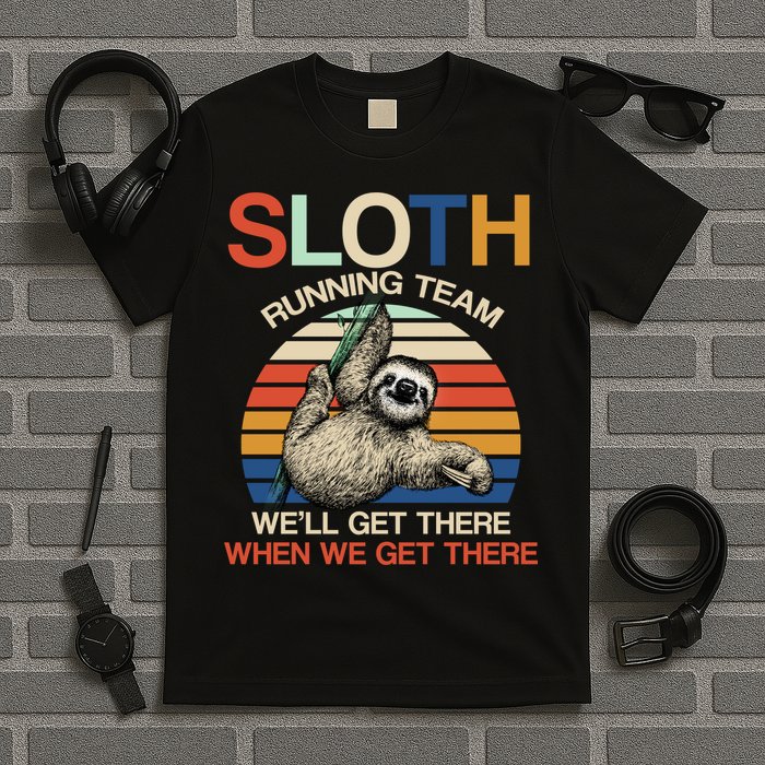 Sloth Running Team Funny Design T-Shirt