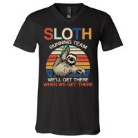 Sloth Running Team Funny Design V-Neck T-Shirt