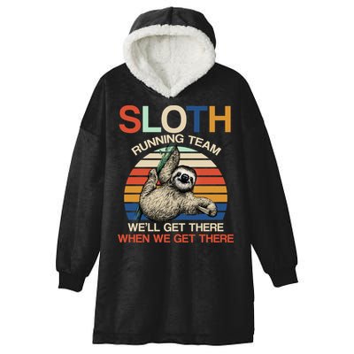 Sloth Running Team Funny Design Hooded Wearable Blanket