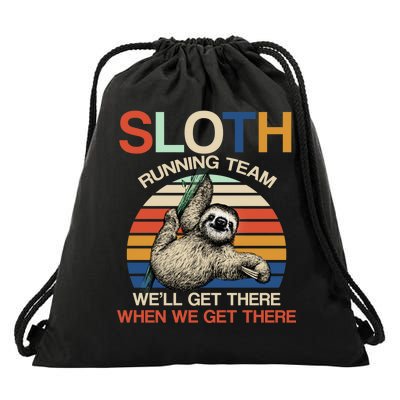 Sloth Running Team Funny Design Drawstring Bag