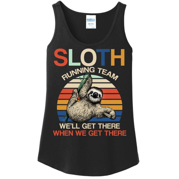 Sloth Running Team Funny Design Ladies Essential Tank