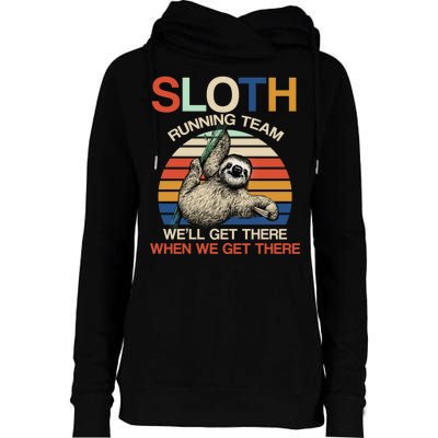 Sloth Running Team Funny Design Womens Funnel Neck Pullover Hood