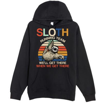 Sloth Running Team Funny Design Premium Pullover Hoodie