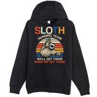 Sloth Running Team Funny Design Premium Pullover Hoodie