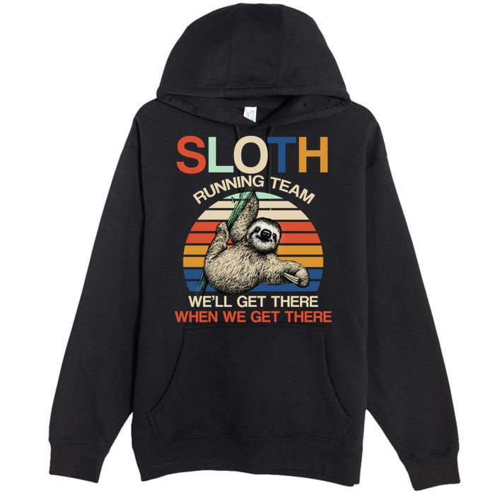 Sloth Running Team Funny Design Premium Pullover Hoodie