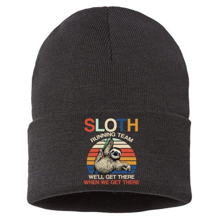 Sloth Running Team Funny Design Sustainable Knit Beanie