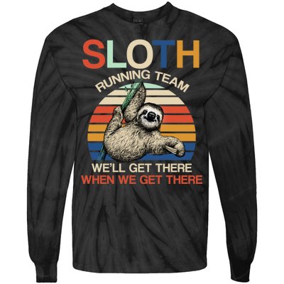 Sloth Running Team Funny Design Tie-Dye Long Sleeve Shirt