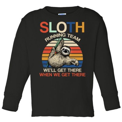 Sloth Running Team Funny Design Toddler Long Sleeve Shirt