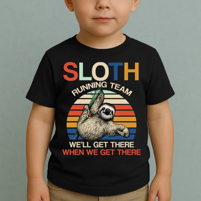 Sloth Running Team Funny Design Toddler T-Shirt