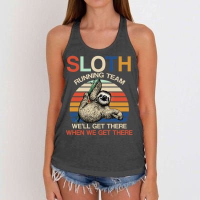 Sloth Running Team Funny Design Women's Knotted Racerback Tank