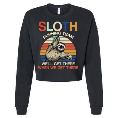 Sloth Running Team Funny Design Cropped Pullover Crew