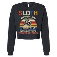 Sloth Running Team Funny Design Cropped Pullover Crew