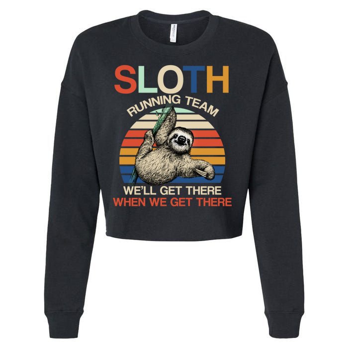 Sloth Running Team Funny Design Cropped Pullover Crew