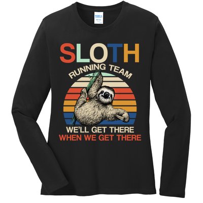 Sloth Running Team Funny Design Ladies Long Sleeve Shirt