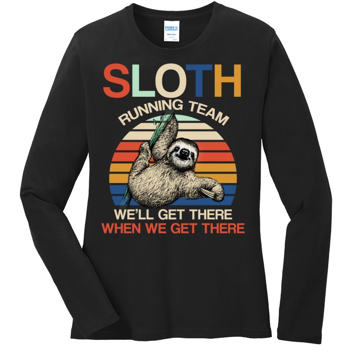 Sloth Running Team Funny Design Ladies Long Sleeve Shirt