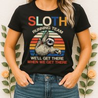 Sloth Running Team Funny Design Womens T-Shirt