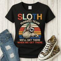 Sloth Running Team Funny Design Womens T-Shirt