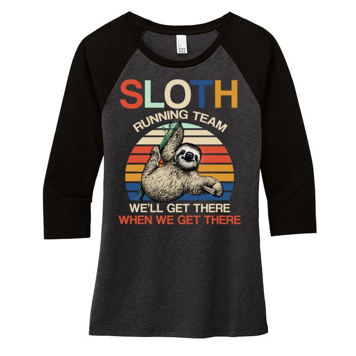 Sloth Running Team Funny Design Women's Tri-Blend 3/4-Sleeve Raglan Shirt