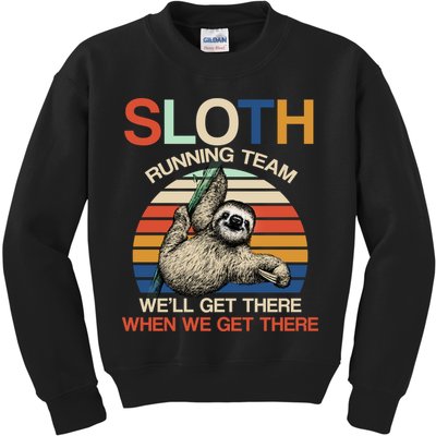 Sloth Running Team Funny Design Kids Sweatshirt