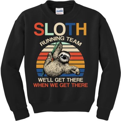 Sloth Running Team Funny Design Kids Sweatshirt