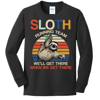 Sloth Running Team Funny Design Kids Long Sleeve Shirt