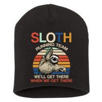 Sloth Running Team Funny Design Short Acrylic Beanie