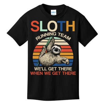 Sloth Running Team Funny Design Kids T-Shirt