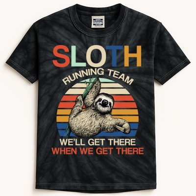 Sloth Running Team Funny Design Kids Tie-Dye T-Shirt