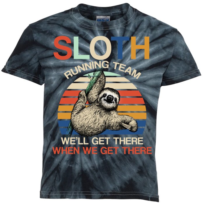 Sloth Running Team Funny Design Kids Tie-Dye T-Shirt