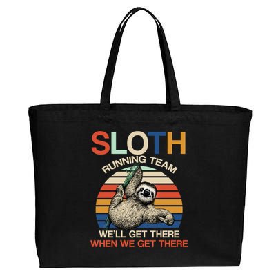 Sloth Running Team Funny Design Cotton Canvas Jumbo Tote