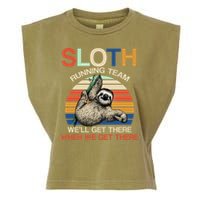 Sloth Running Team Funny Design Garment-Dyed Women's Muscle Tee