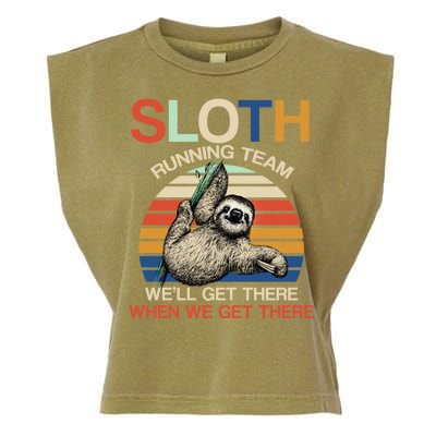 Sloth Running Team Funny Design Garment-Dyed Women's Muscle Tee