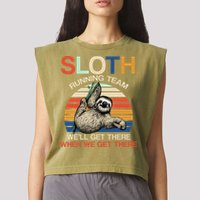 Sloth Running Team Funny Design Garment-Dyed Women's Muscle Tee