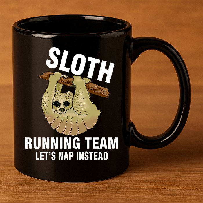 Sloth Running Team Let's Nap Instead 11oz C Handle Ceramic Mug