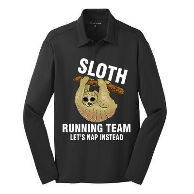 Sloth Running Team Let's Nap Instead Silk Touch Performance Long Sleeve Polo