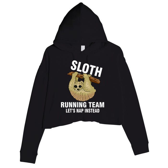Sloth Running Team Let's Nap Instead Crop Fleece Hoodie