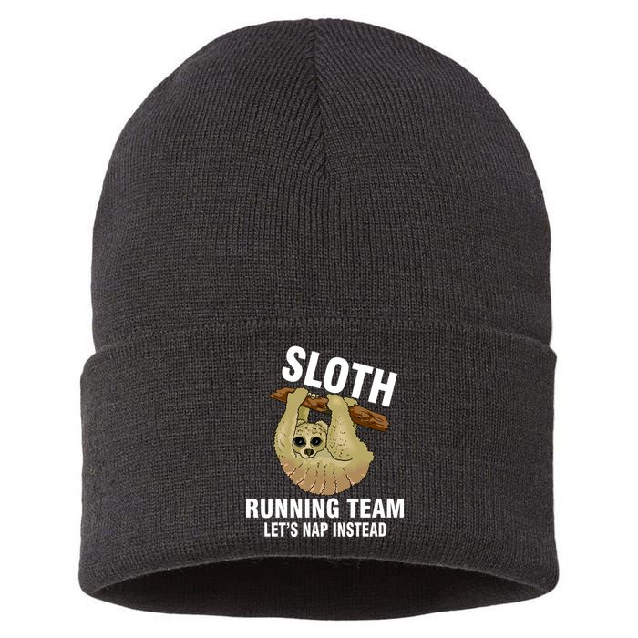 Sloth Running Team Let's Nap Instead Sustainable Knit Beanie